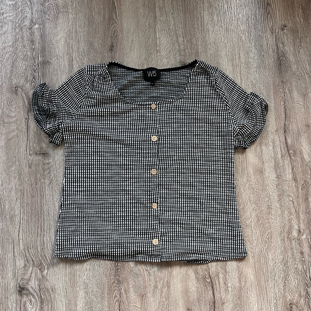 Button Down Women's T-Shirt with ruffle sleeve